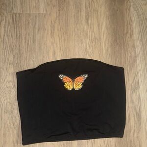 ⭐️Black Tube Top with‎ Butterfly Design⭐️